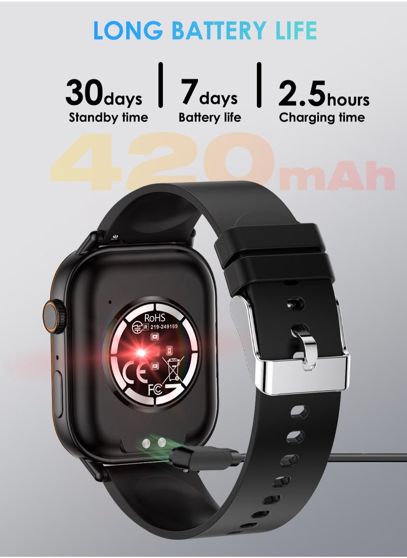 XQOOPS - XQOOPS Smart Watch for Men Women, GPS Tracking, 2.01'' Touch Screen, Bluetooth Calling, 178+ Sport Modes, Swimming, Heart-Rate & Sleep Health Monitoring, AI Assistant, for Android & iPhone, Black - Image 1