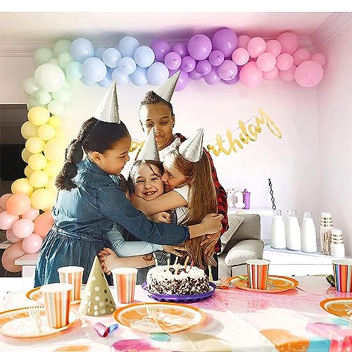 SpecialYou.in Rainbow Theme Happy Birthday Decorations DIY Kit Combo for Girls and Women with Pastel Pink, Blue, Green, Yellow, Peach and Purple Balloons & Gold Cursive HBD Banner- Pack of 53 Items - Image 5