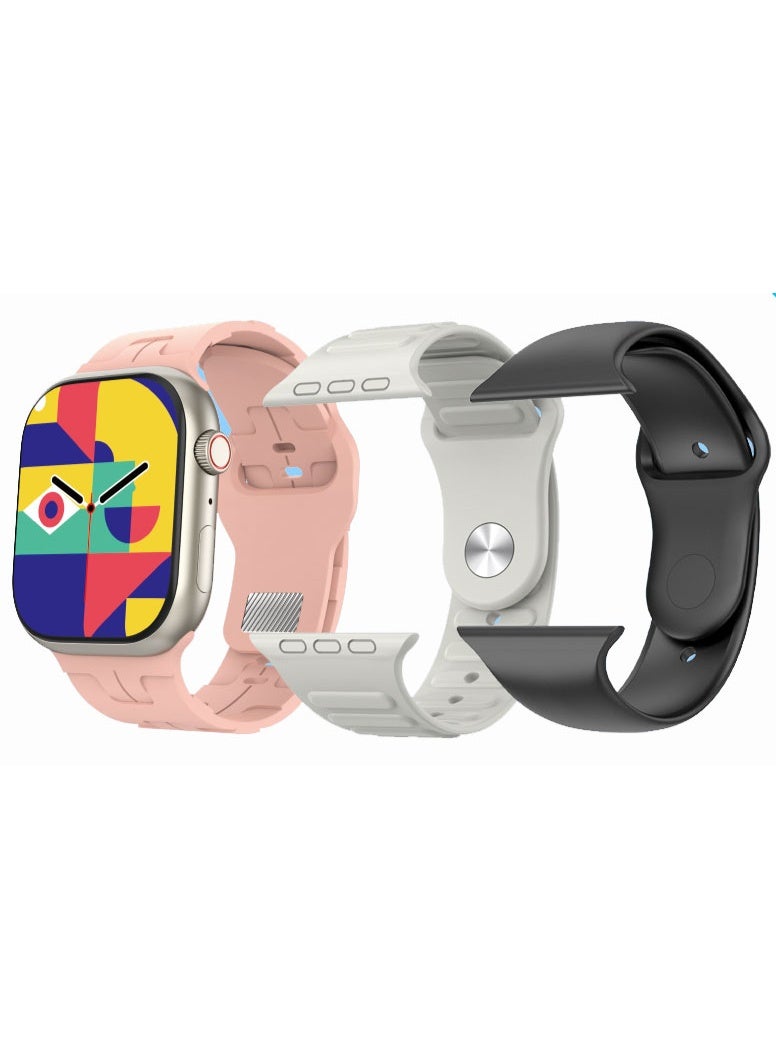 Modio SM06 Smartwatch with SIM Card Support 3 Interchangeable Straps and Wireless Charging For Ladies and Gents