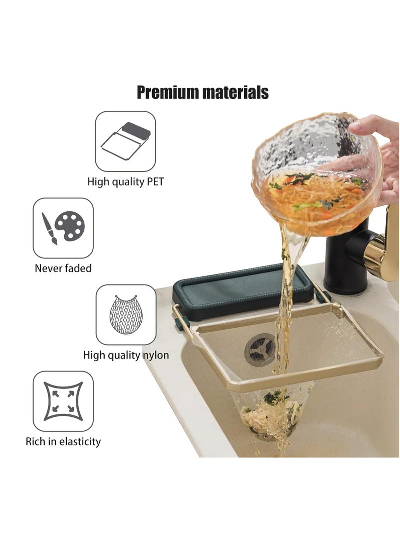 Kitchen Sink Strainer Holder,Multipurpose Food Residue Filter Basket,Leftover Soup Drain Rack,Waste Garbage Hanging Net Bracket,Washing Vegetable Fruit Dry Pouch,50pcs Replacement Disposable Mesh Bag  - Image 2
