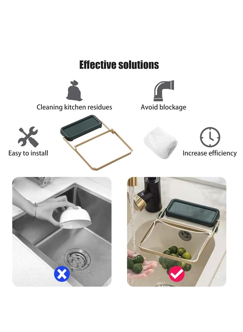 Kitchen Sink Strainer Holder,Multipurpose Food Residue Filter Basket,Leftover Soup Drain Rack,Waste Garbage Hanging Net Bracket,Washing Vegetable Fruit Dry Pouch,50pcs Replacement Disposable Mesh Bag  - Image 4