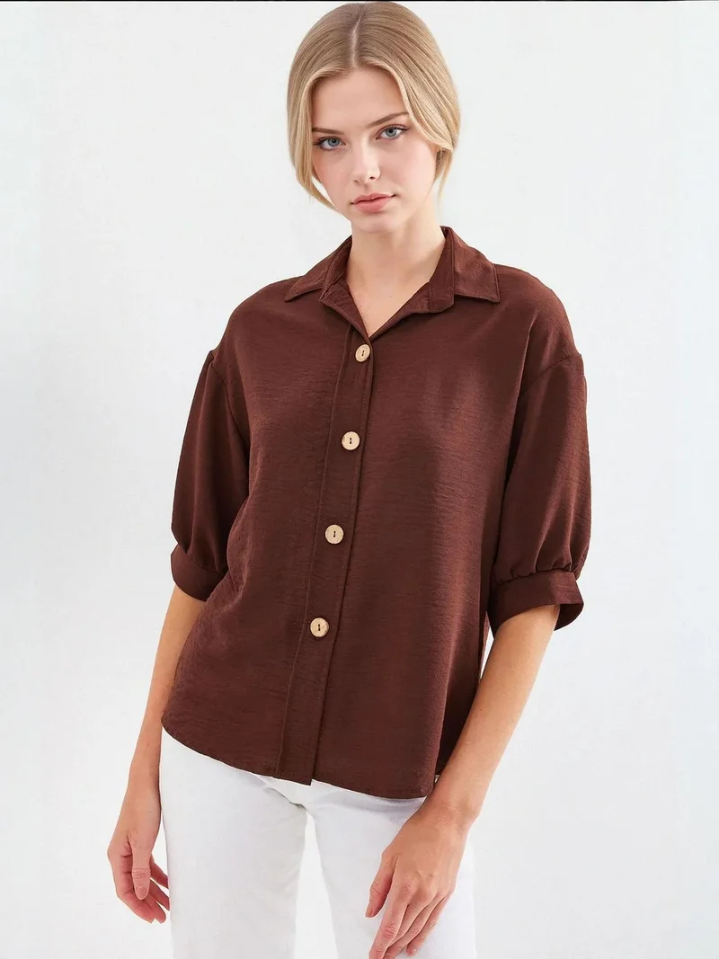BIG DART BDART Oversized Crepe Shirt with Button Closure