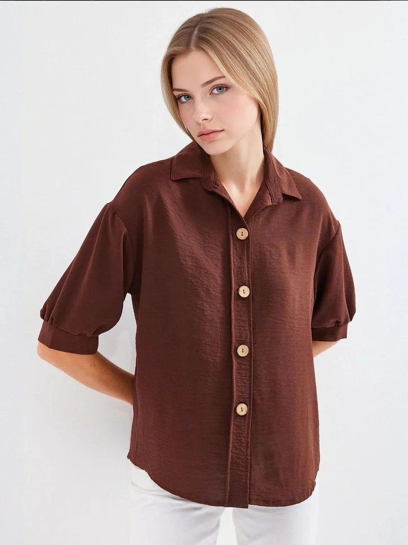 BIG DART BDART Oversized Crepe Shirt with Button Closure