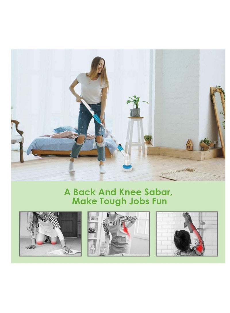 Excefore Electric Spin Scrubber, Adjustable Extension Handle Cordless Cleaning Brush, Power Shower Scrubber with 3 Rotating Brush Heads, Rechargeable Multi-Purpose Scrubber for Bathroom Tub, Floor - Image 3