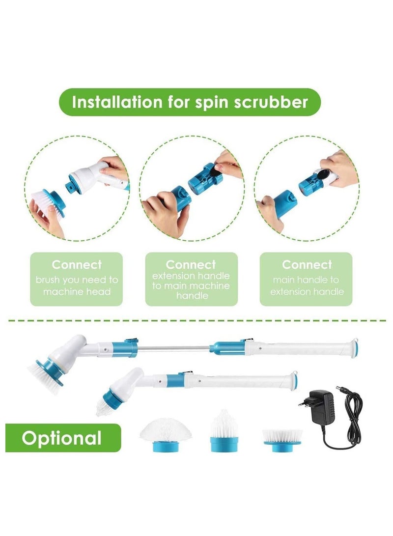 Excefore Electric Spin Scrubber, Adjustable Extension Handle Cordless Cleaning Brush, Power Shower Scrubber with 3 Rotating Brush Heads, Rechargeable Multi-Purpose Scrubber for Bathroom Tub, Floor - Image 4