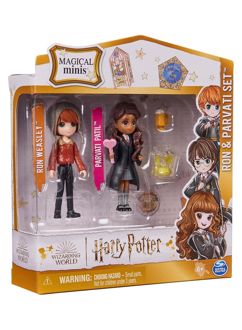 Spin Master-Harry Potter, Magical Minis Ron Weasley and Parvati Patil Figure Set with 2 Doll Accessories, Kids Toys for Ages 6 and up - Image 1