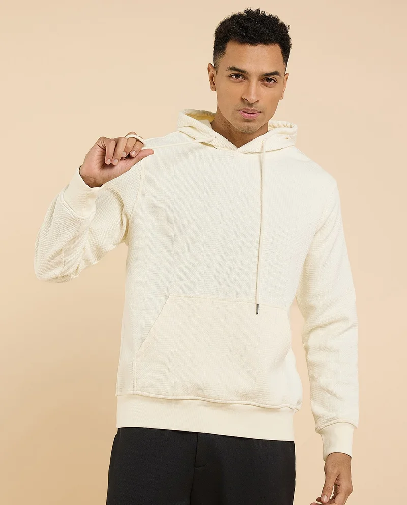 R&b Textured Hoodie with Long Sleeves