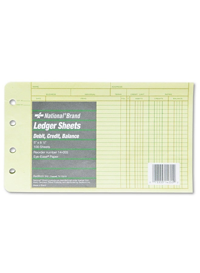 Extra Sheets For 4Ring Ledger Binder 5 X 8.5 Inches 100 Per Pack (14055)
