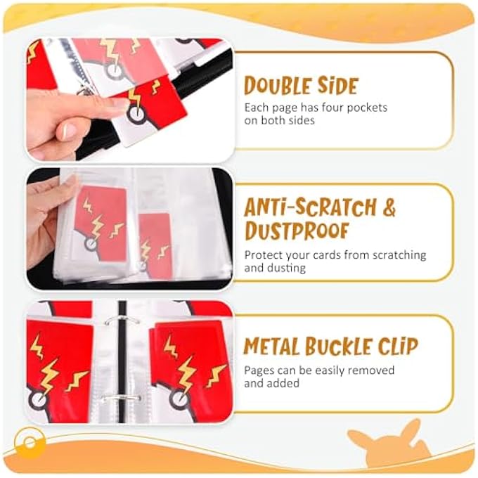 Pokemon SCRAPBOOK FOR POKEMON 900 CARDS, LARGE TRADING CARDS ALBUM CARDS BOOK 9 POCKET, PU PORTABLE WATERPROOF COLLECTOR'S BOOK - Image 4