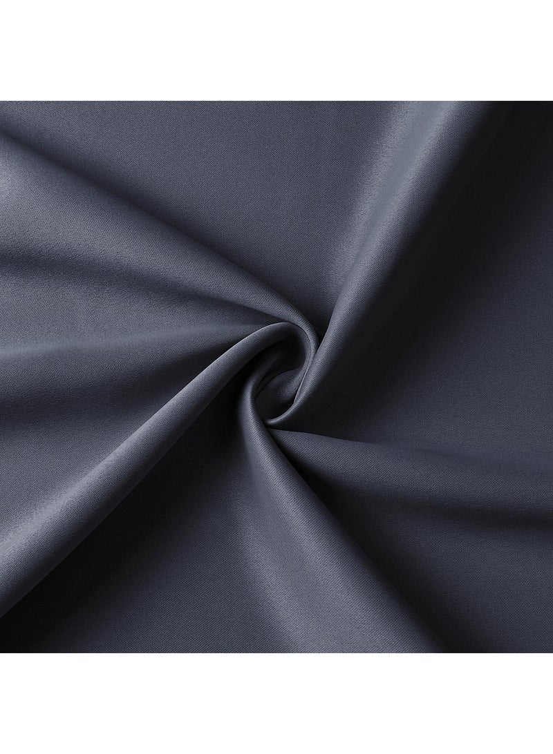 Bluejw ستائر خارجية معتمة بلون سادة مكونة من قطعتين باللون السماوي الداكن - Image 2