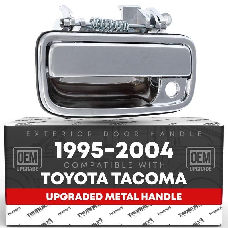 T1A Exterior Front Driver Door Handle Replacement Upgraded Metal Plastic Housing Compatible with 19952004 Toyota Tacoma All Chrome wKeyhole OEM 6922035020 - Image 2