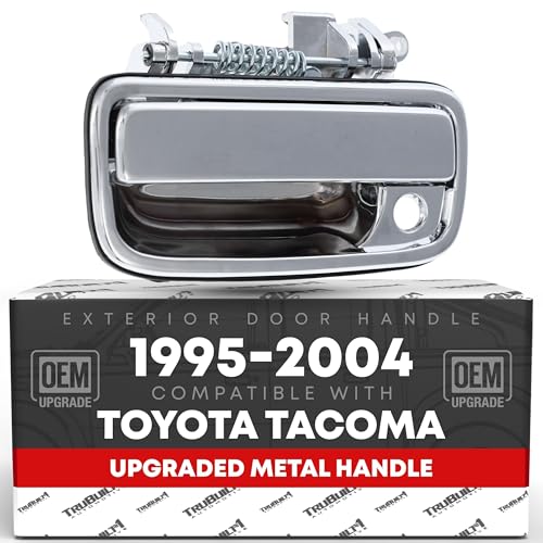 T1A Exterior Front Driver Door Handle Replacement Upgraded Metal Plastic Housing Compatible with 19952004 Toyota Tacoma All Chrome wKeyhole OEM 6922035020 - Image 1