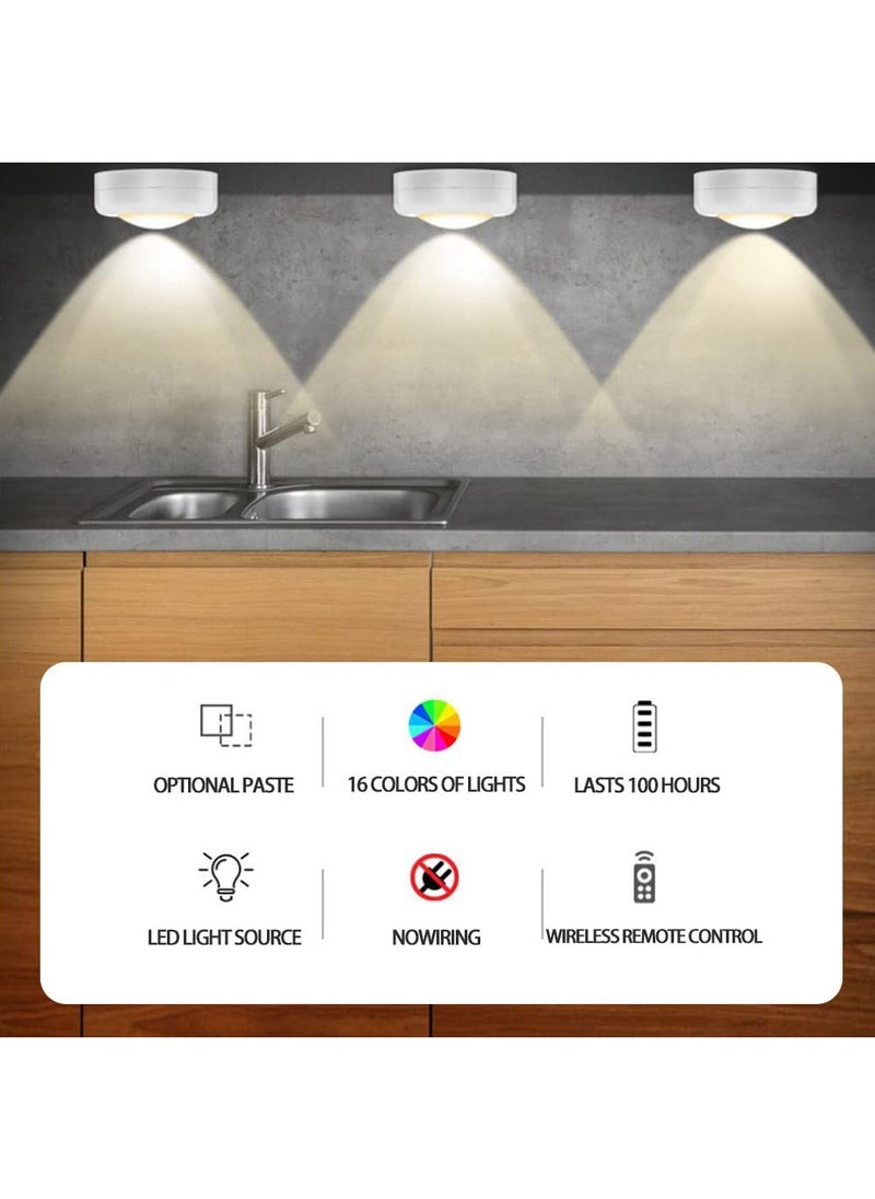 MYONE - Wireless Under Cabinet Lights with Remote 3 Pack – 16 LED Colour Changing Under Cabinet Touch Control, Battery Operated, Kitchen Lights with Adjustable Brightness, Under Counter Push Lights - Image 1