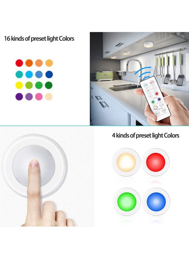MYONE - Wireless Under Cabinet Lights with Remote 3 Pack – 16 LED Colour Changing Under Cabinet Touch Control, Battery Operated, Kitchen Lights with Adjustable Brightness, Under Counter Push Lights - Image 1