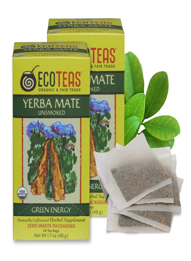 ECOTEAS Organic Unsmoked Yerba Mate Tea Bags - 24 Count, 1.7 Oz - Organic Detox Tea - Hi Caf Tea - Clean Yerba Mate Energy Burst - Ecoteas (2 Pack) - Image 1