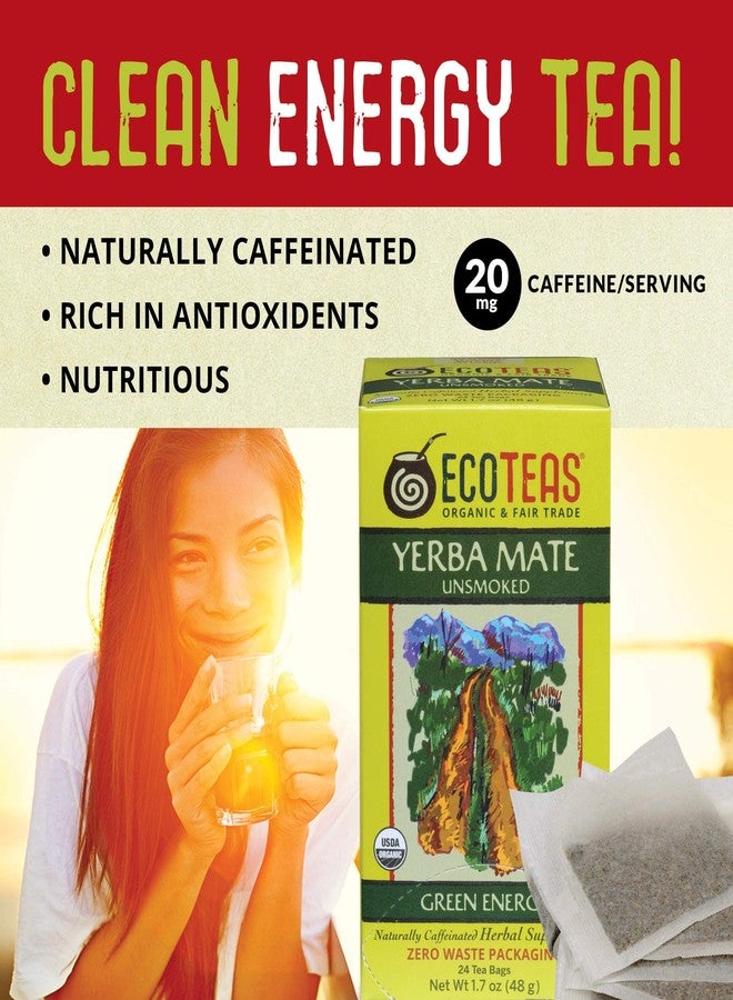 ECOTEAS Organic Unsmoked Yerba Mate Tea Bags - 24 Count, 1.7 Oz - Organic Detox Tea - Hi Caf Tea - Clean Yerba Mate Energy Burst - Ecoteas (2 Pack) - Image 5