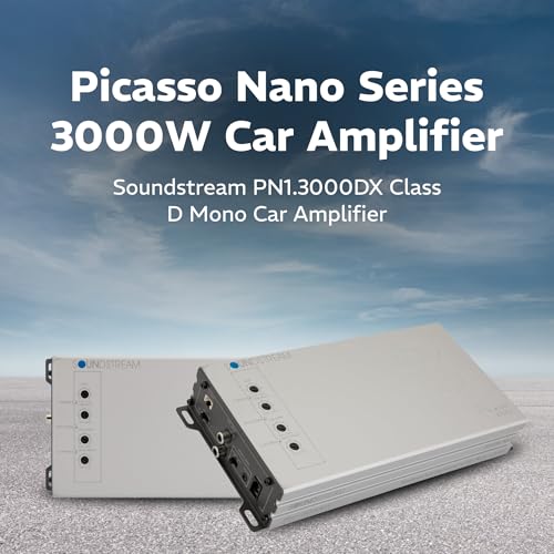SOUNDSTREAM مضخم الصوت SOUNDSTREAM Picasso Nano PN1.3000DX أحادي القناة من فئة D – مضخم رقمي مدمج بقوة 3000 واط مع تحكم سلكي في الجهير ومدخلات عالية المستوى لمكبرات الصوت والساب ووفرز. - Image 2