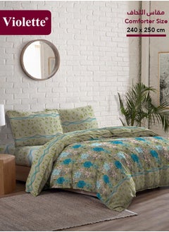 Violette VIOLETTE Floral Two-Sided Comforter , Made of Natural Cotton mixed with Polyester, Super Soft Breathable , Set of 4 pieces , King Size ( 250x240)cm, Floral 7331  - Image 1