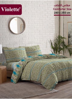 Violette VIOLETTE Floral Two-Sided Comforter , Made of Natural Cotton mixed with Polyester, Super Soft Breathable , Set of 4 pieces , King Size ( 250x240)cm, Floral 7331  - Image 2