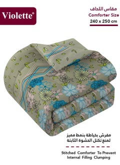 Violette VIOLETTE Floral Two-Sided Comforter , Made of Natural Cotton mixed with Polyester, Super Soft Breathable , Set of 4 pieces , King Size ( 250x240)cm, Floral 7331  - Image 3