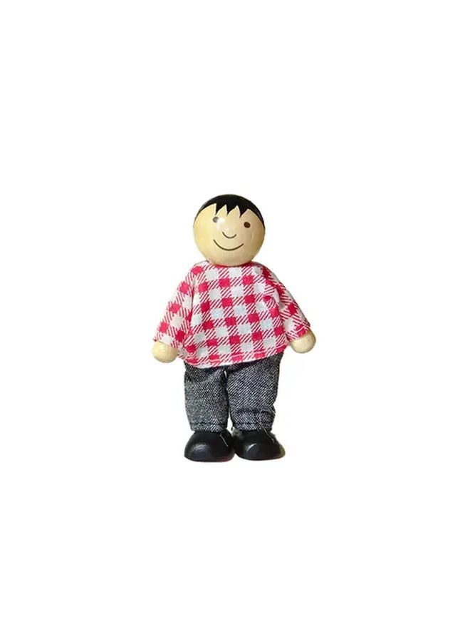 Wooden Family Figure Doll Boy Black Pants Role Play Toy Dollhouse Home Decor Gift - Image 1