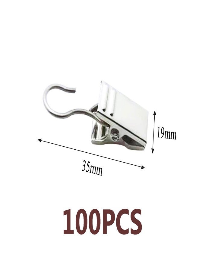 Markeny 100PCS Stainless Steel Metal Clips Silver with Hook for Curtain, Photos, Art Craft Hanger Hanging Clips Home Decoration - Image 2