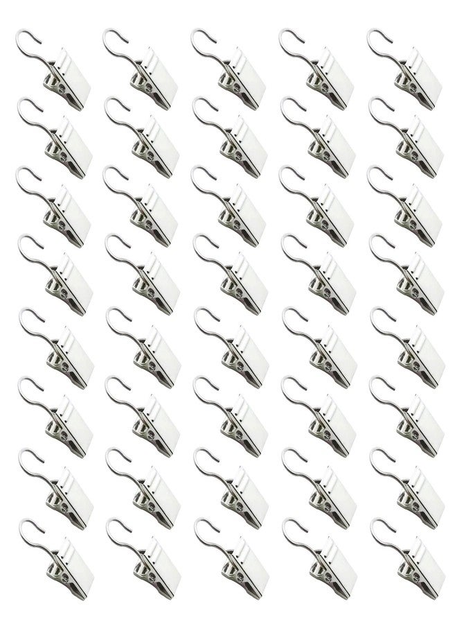 Markeny 100PCS Stainless Steel Metal Clips Silver with Hook for Curtain, Photos, Art Craft Hanger Hanging Clips Home Decoration - Image 1