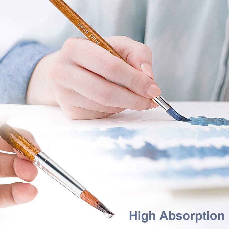 FENORKEY Artist Watercolor Paint Brushes, Round Pointed Tip Paint Brushes Set, 12pcs Different Sizes Detail Paint Brush for Watercolor, Acrylics, Ink, Gouache, Oil, Tempera (Brown) - Image 5