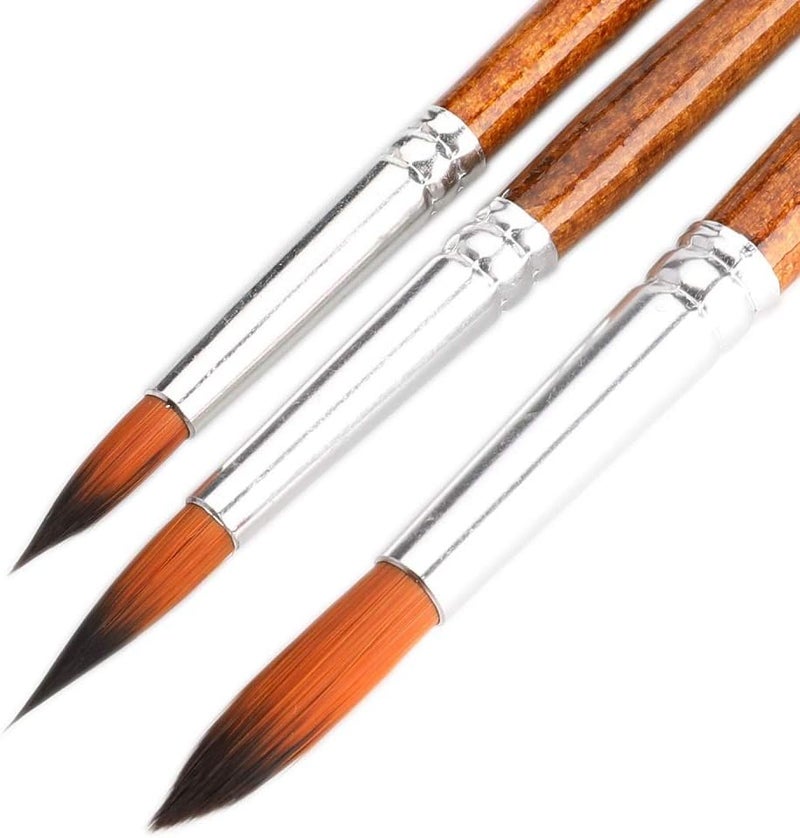 FENORKEY Artist Watercolor Paint Brushes, Round Pointed Tip Paint Brushes Set, 12pcs Different Sizes Detail Paint Brush for Watercolor, Acrylics, Ink, Gouache, Oil, Tempera (Brown) - Image 3