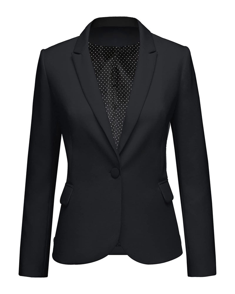 LookbookStore Casual Blazers Long Sleeve Work Office Jackets Blazer Casual Black Notched Lapel Button Work Office Blazer Jacket Suit Womens Blazers for Professional Women Size 16 Size 18 - Image 1