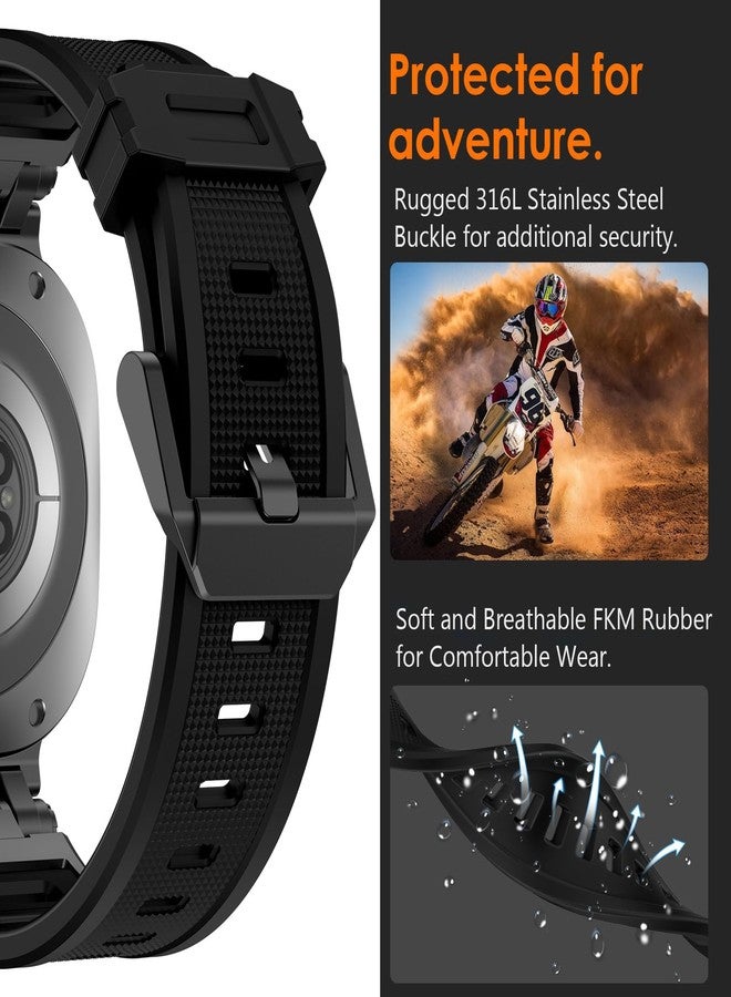 WINGLE Compatible for Galaxy Watch Ultra Bands 47mm 2025/2024 Men Sport Durable Silicone Rubber Band, Armor Military Rugged Samsung Galaxy Watch Ultra Band with Stainless Steel Metal Connector, Black - Image 3