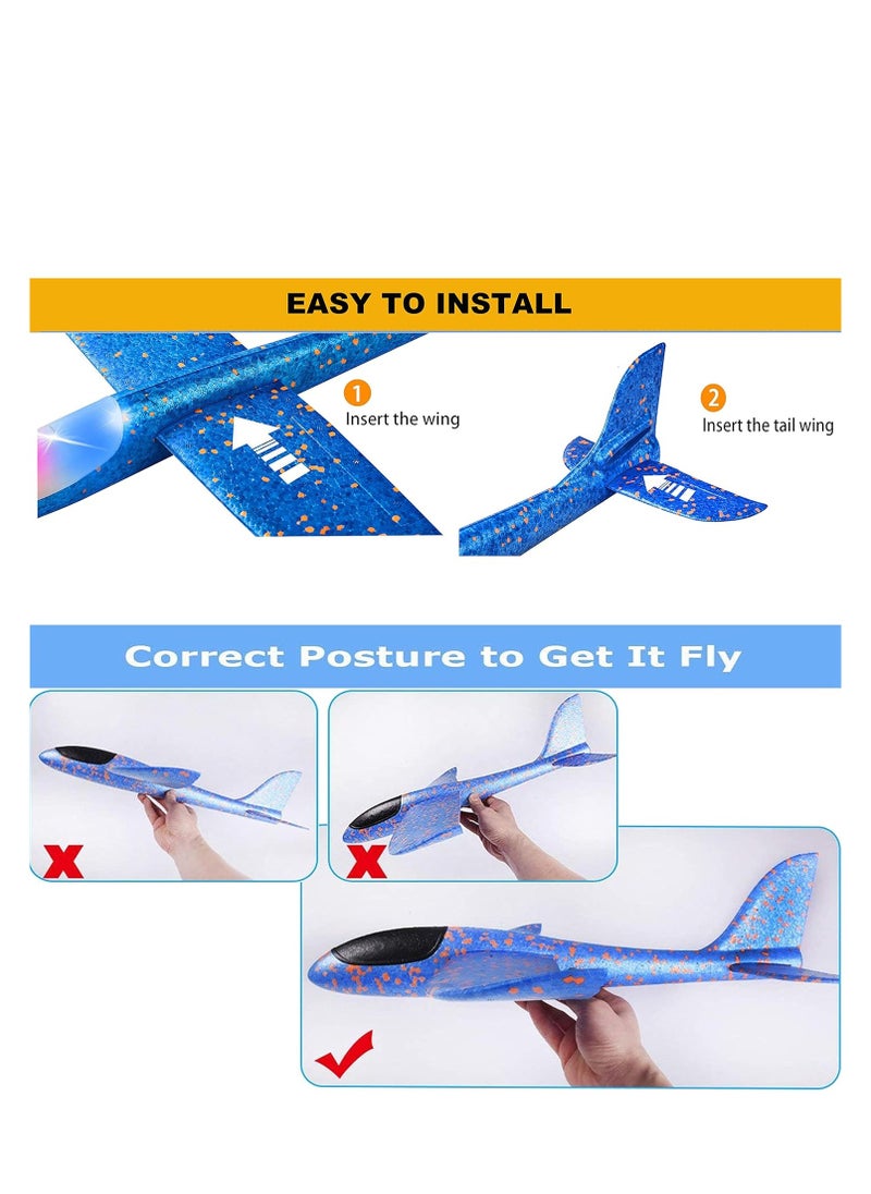 Generic Foam Planes for Kids 48cm Foam Glider Plane with LED Light Fun Flying Toys for Summer Activities Outdoor Gifts Boys Girls Pavel 3 Pieces  - Image 5