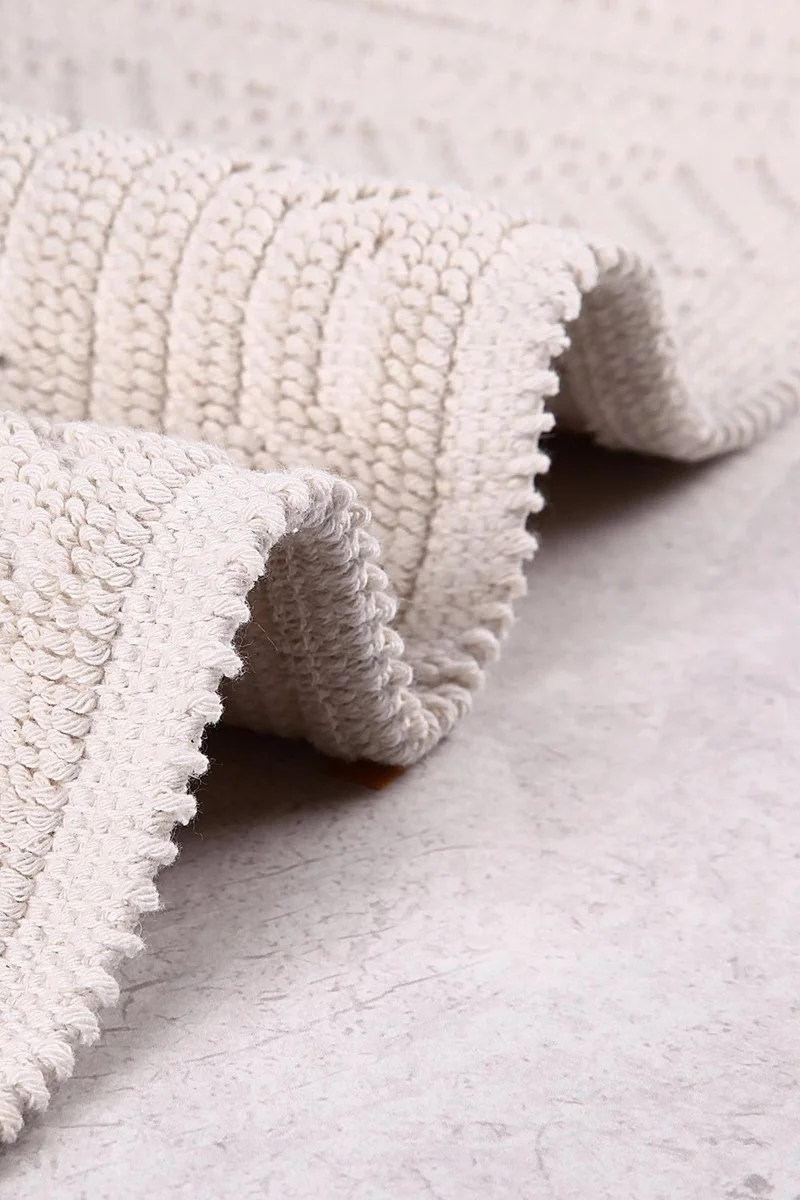 Bluenity Hat Natural Cotton Bathroom Rug 50X80 cm - Ecru