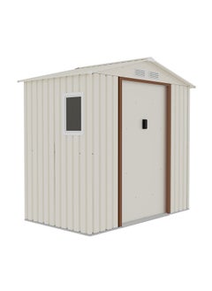 CamelTough Outdoor Metal Storage Shed, 7X4.2 feet, Garden Metal Shed. Perfect for Storing Patio Furniture, Garden Tools. Garage Organizer, Weather Resistant. With warranty. Beige, CT-640
