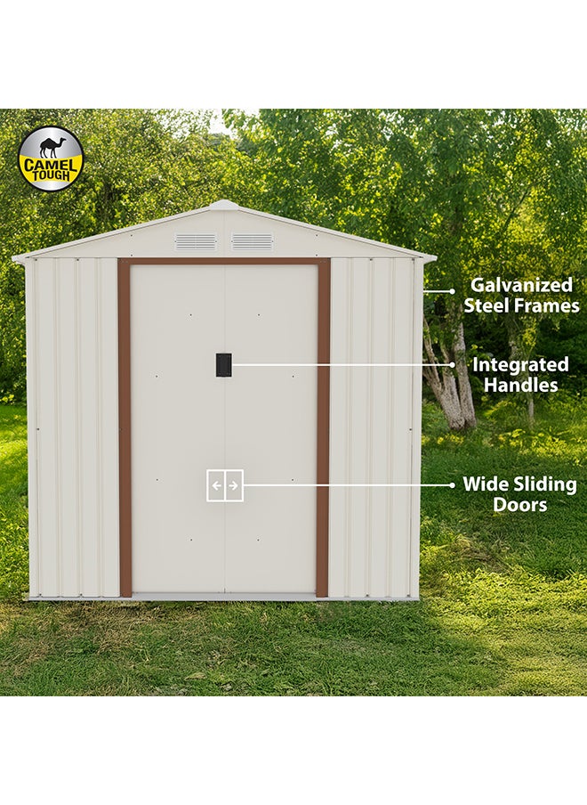 Cameltough - CamelTough Outdoor Metal Storage Shed, 7X4.2 feet, Garden Metal Shed. Perfect for Storing Patio Furniture, Garden Tools. Garage Organizer, Weather Resistant. With warranty. Beige, CT-640 - Image 1