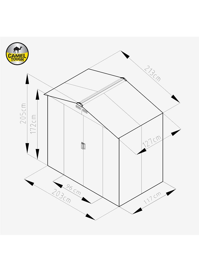 Cameltough - CamelTough Outdoor Metal Storage Shed, 7X4.2 feet, Garden Metal Shed. Perfect for Storing Patio Furniture, Garden Tools. Garage Organizer, Weather Resistant. With warranty. Beige, CT-640 - Image 1