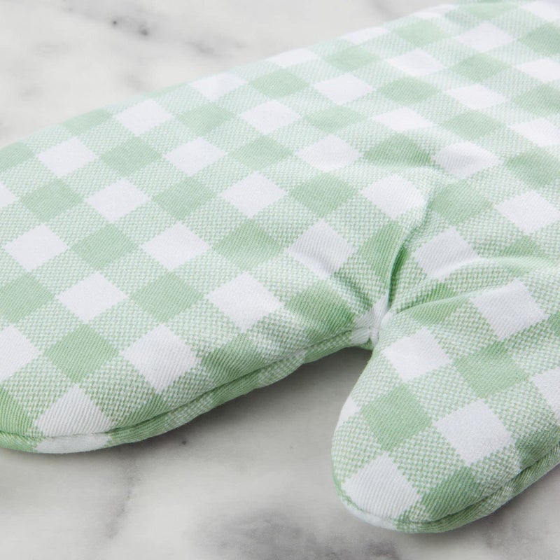 KitchenAid Gingham Oven Mitt 2-Pack Set  Pistachio  7""x13"" - Image 4