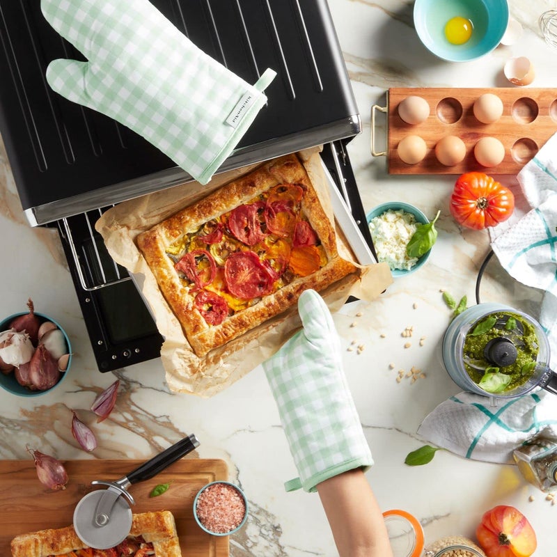 KitchenAid Gingham Oven Mitt 2-Pack Set  Pistachio  7""x13"" - Image 5