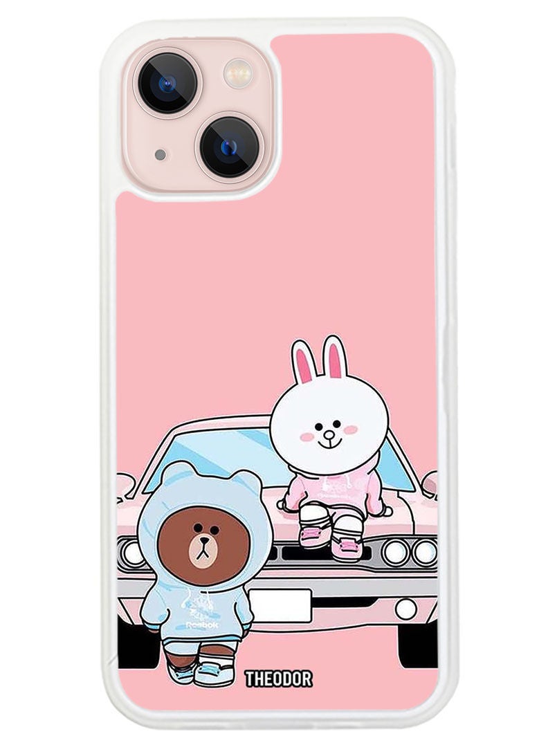 Theodor Protective Case Anti Scratch Shock Proof Cover For APPLE IPHONE 14 Kittey On Car (White Bumper) - Image 1