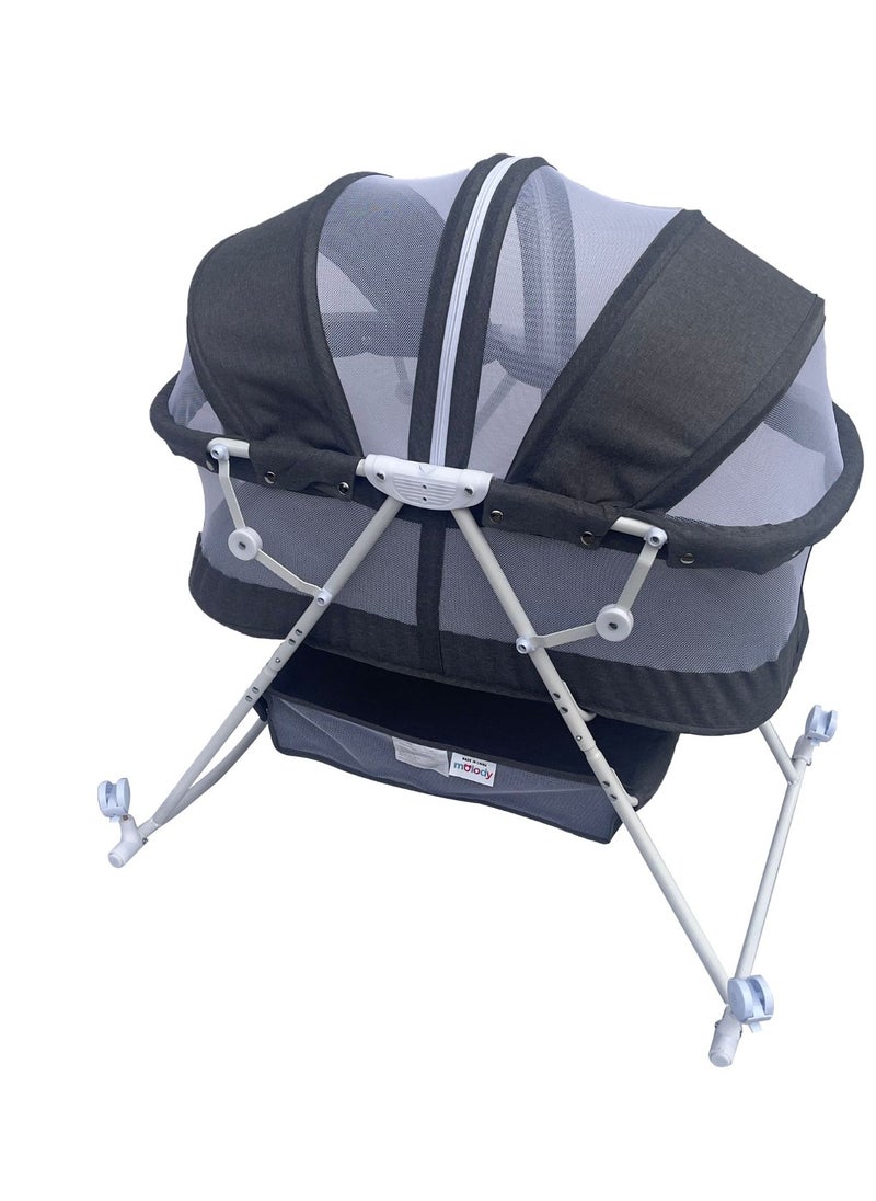 molody Baby Folding Bed, Lightweight, Portable Design, Ideal for 0-3 Years-Grey 