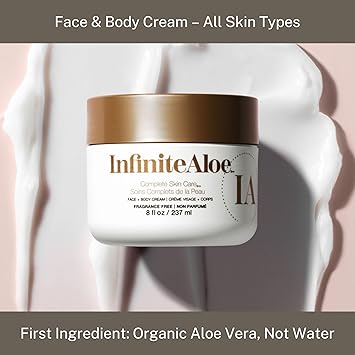 InfiniteAloe Aloe Vera Body Face Moisturizer Original Scent Face Cream Body Cream Hand Lotion for Dry Skin 1 Large Jar 8 Oz 1 Travel Jar 05 Oz Full Body Lotion for Skin Care by InfiniteAloe - Image 4