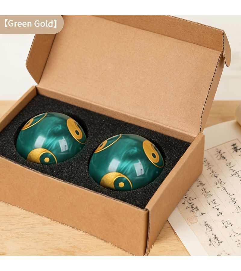 Green White Tai Chi Hand Balls Yin Yang Resin For Relaxation Exercise Gift - Image 2