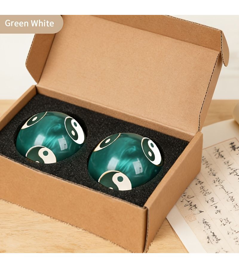 Green White Tai Chi Hand Balls Yin Yang Resin For Relaxation Exercise Gift - Image 5