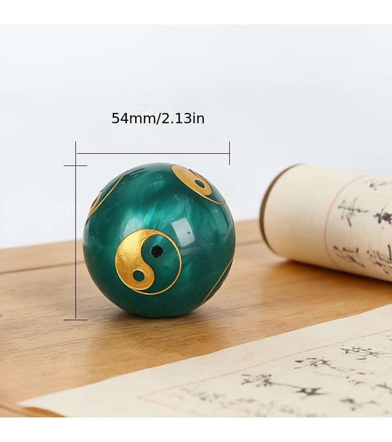 Green White Tai Chi Hand Balls Yin Yang Resin For Relaxation Exercise Gift - Image 3