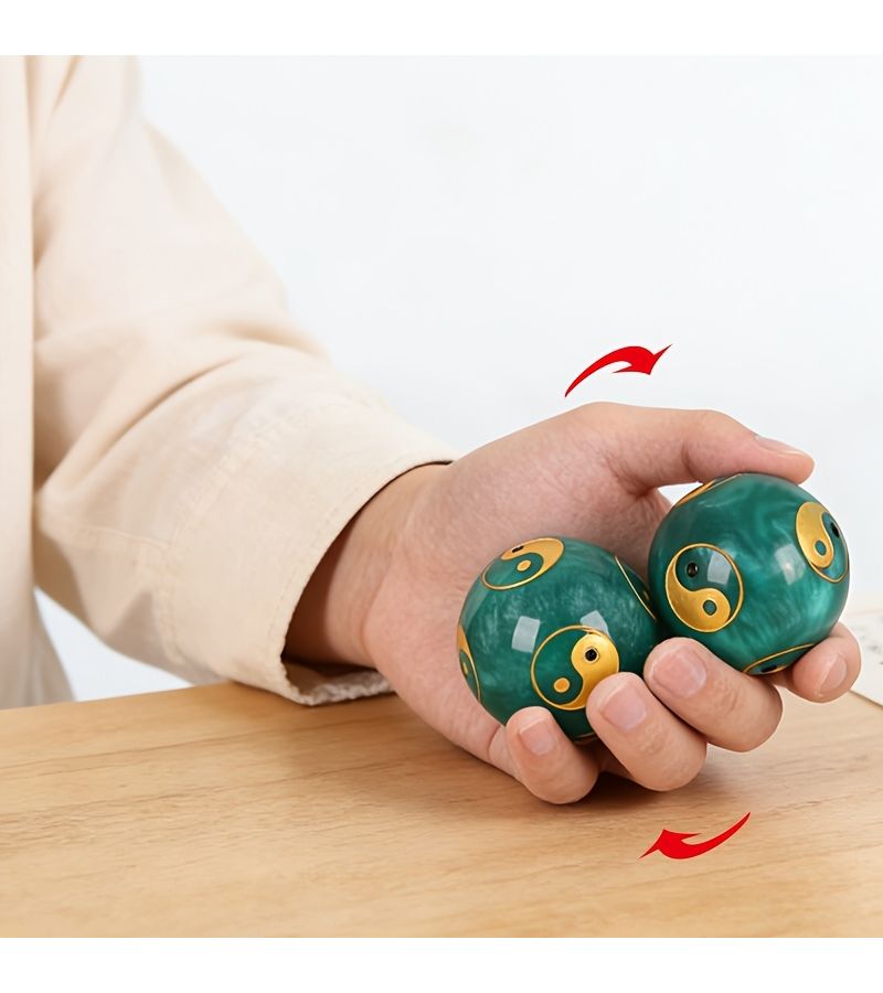 Green White Tai Chi Hand Balls Yin Yang Resin For Relaxation Exercise Gift - Image 4