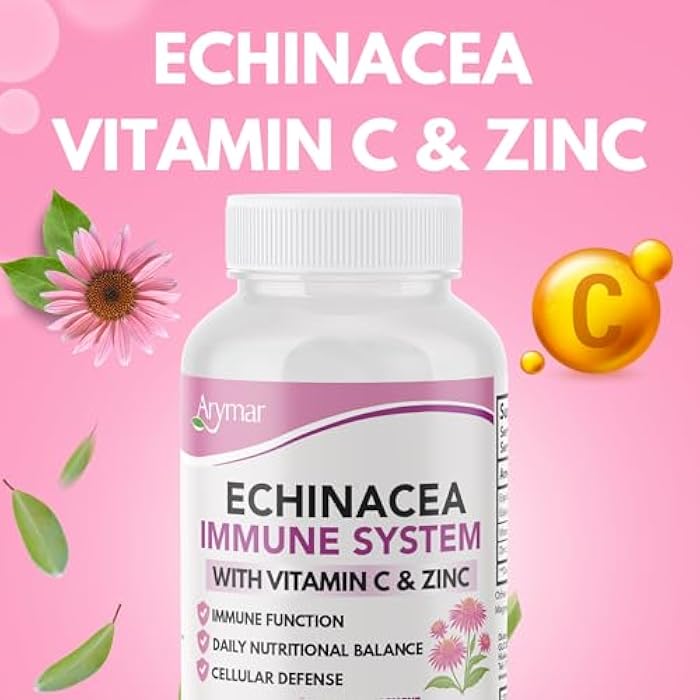 Arymar Echinacea Complex with Vitamin C & Zinc: 3-in-1 Seasonal Formula, Natural Antioxidant Rich Herbal Capsules, 60 Count - Image 5