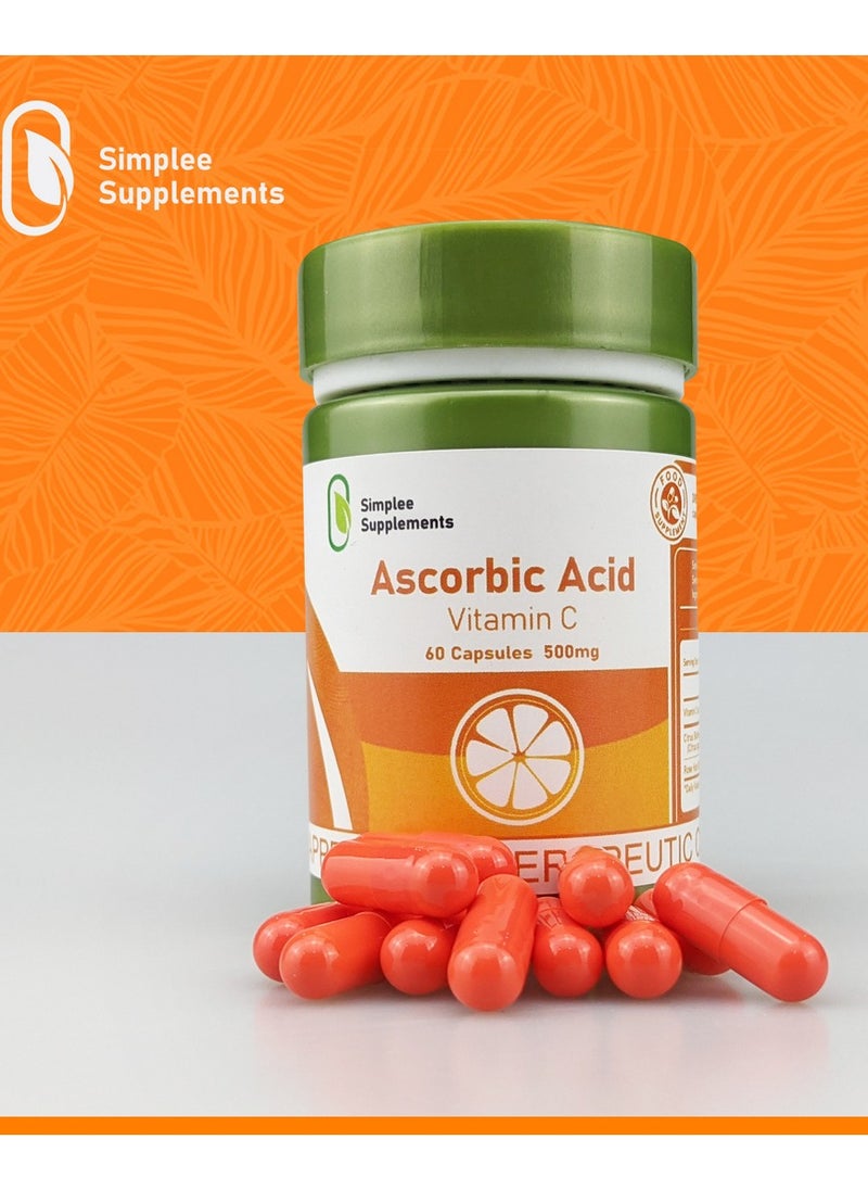 Simplee Supplements Simplee Supplement Ascorbic Acid Vitamin C 60 Capsule 500mg 