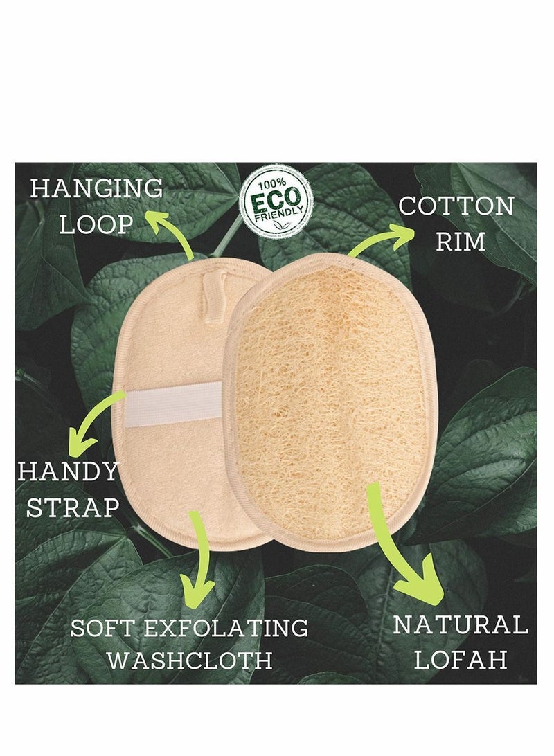 Y&D 2 Pcs Bath Loofah Sponge and Biodegradable Exfoliating Pads body Scrubber Natural Shower Washcloth - Image 4