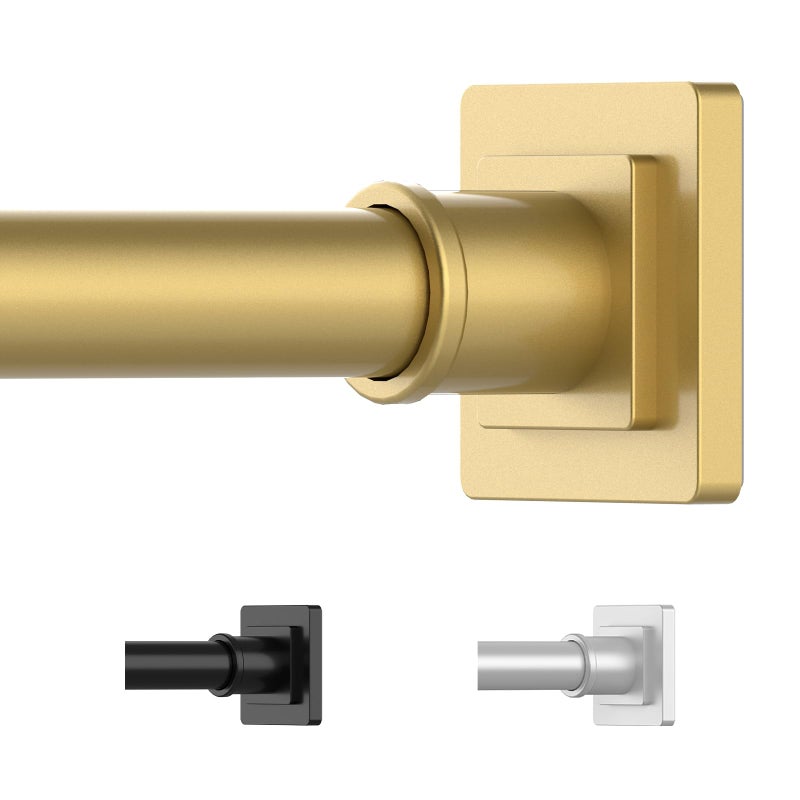 UIOSANRT Gold Shower Curtain Rod 31-79 Inches Non-Slip Shower Rod Tension Mounted No Drill Shower Curtain Rods Spring Tension Rod Adjustable Tension Curtain Rod for Windows Bathroom - Image 1