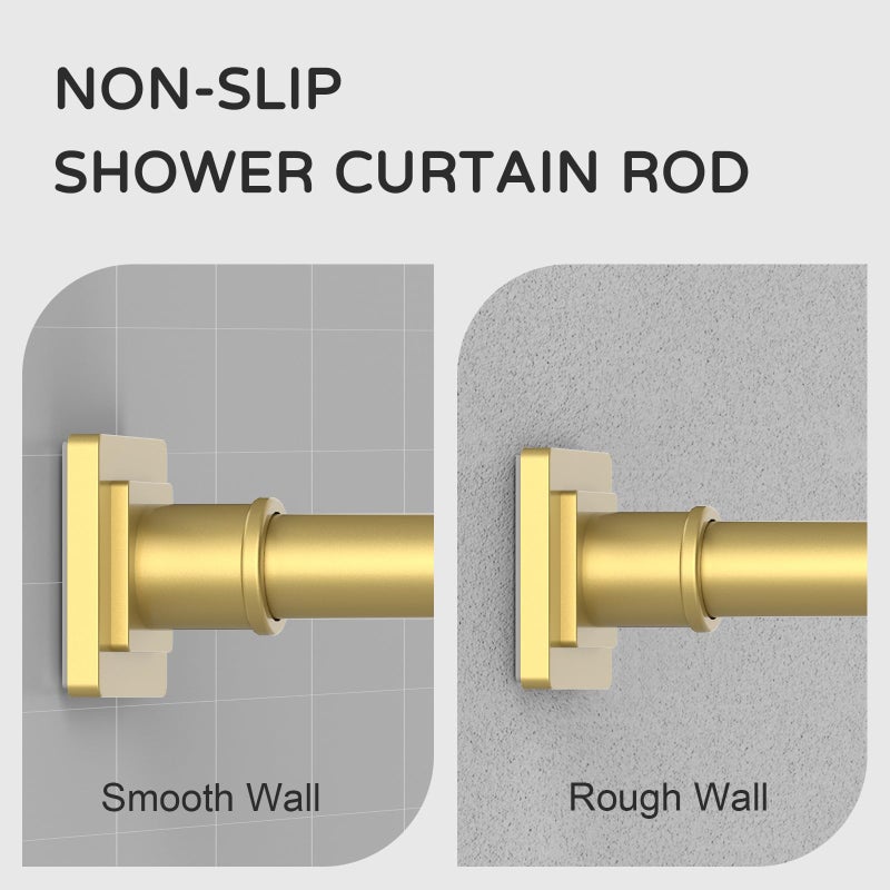 UIOSANRT Gold Shower Curtain Rod 31-79 Inches Non-Slip Shower Rod Tension Mounted No Drill Shower Curtain Rods Spring Tension Rod Adjustable Tension Curtain Rod for Windows Bathroom - Image 2